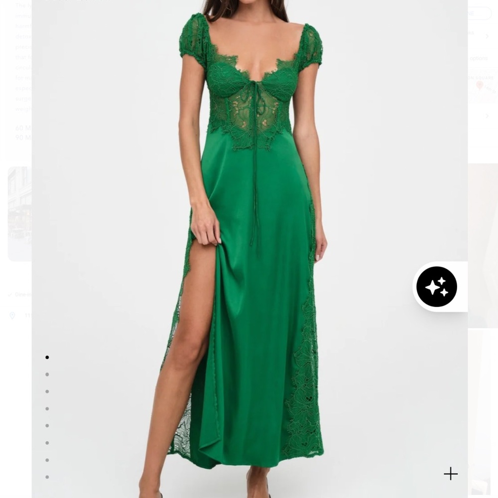 For Love And Lemons Emerald Lace Dress